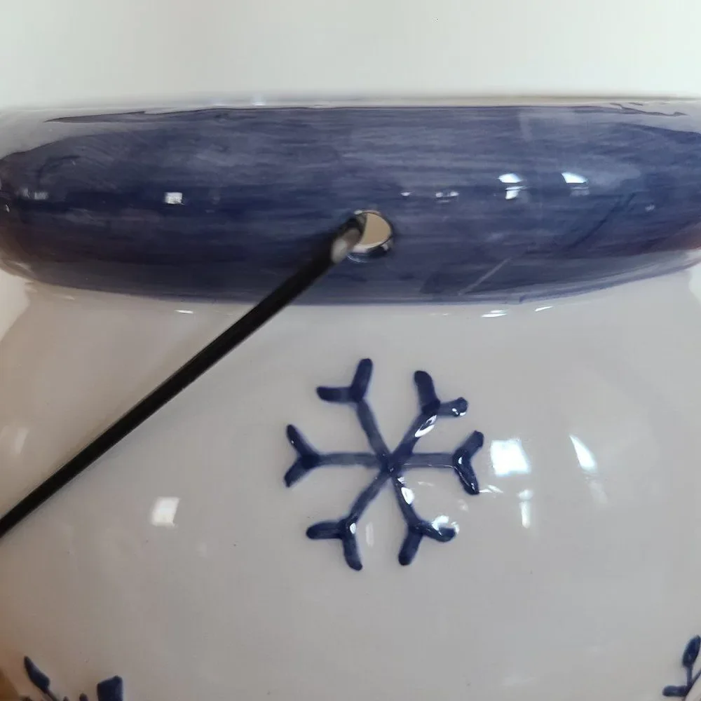 Ceramic Cheery Winter Snowman Bucket Pail Christmas Décor Vintage